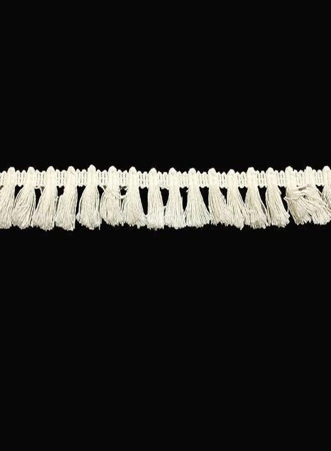 PREMDAS LACES Premdas lace Indian Cotton Natural Ivory 100% Cotton Brush Fringe Trim Decorative Cotton Fringe Trim Cream Tassel Fringe, Matte Fringe 15 Meter (White) - Image 3